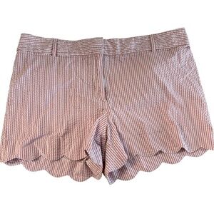 Loft Outlet Women’s 4” Short Pink and White Stripe Scalloped Shorts Sz 12 GUC